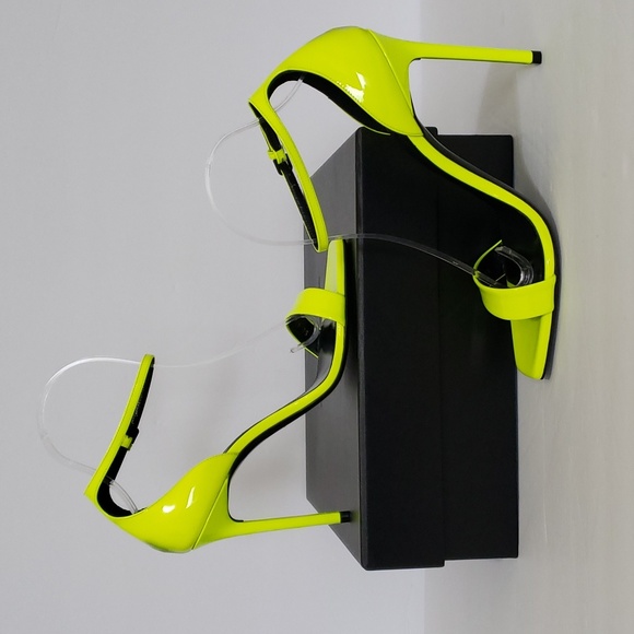 Saint Laurent Amber Neon Leather Sandals - Picture 10 of 14